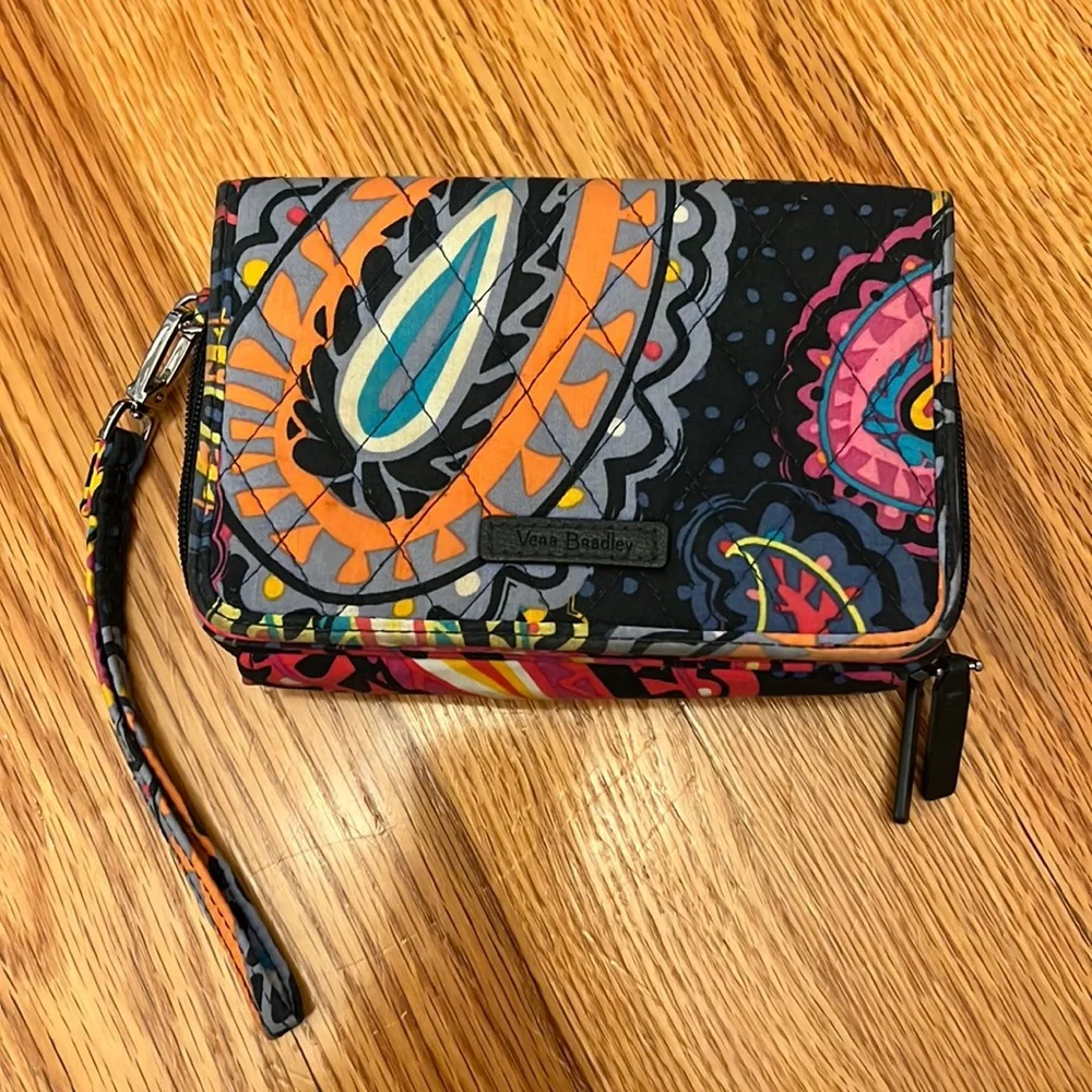 Vera Bradley “All in One” wallet and wristlet combo in paisley pattern
